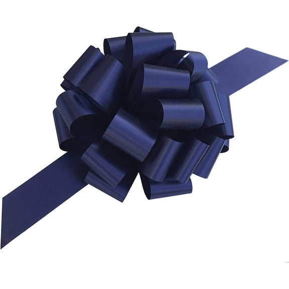 Large Navy Blue Ribbon Pull Bows - 9" Wide, Set of 6, Easter, Memorial Day, Gift Bows, Wreath, Police Support, 4th of July, Birthday, Anniversary, Gift Basket, Fundraiser, Christmas