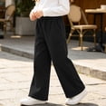 thumbnail image 4 of LUGOGNE Girls Corduroy Pants with Pockets - Elastic Waist Straight Leg Casual Sweatpants Kids Clothing Black,Size 14, 4 of 8
