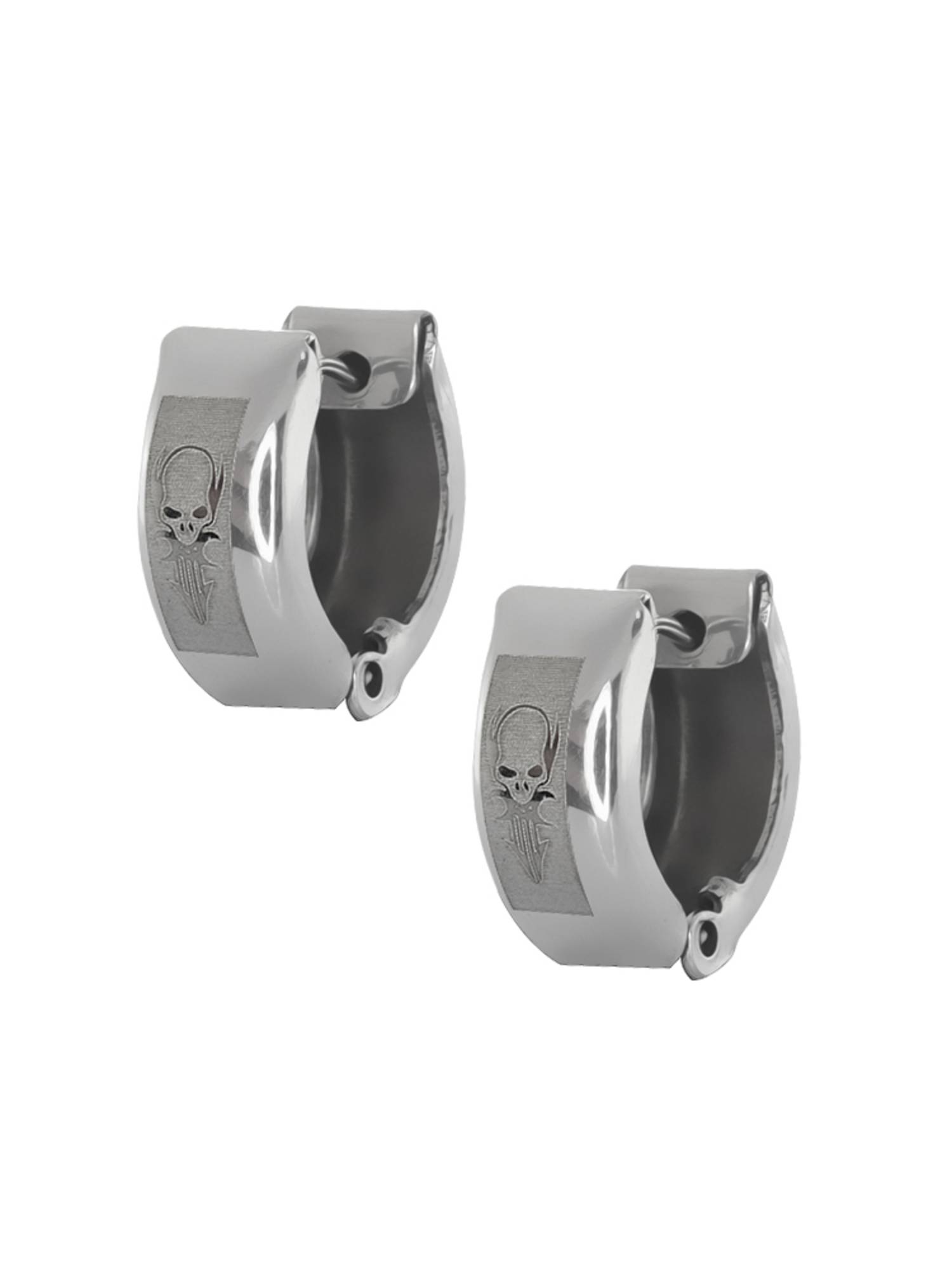 Stainless Steel High Shine Matte Huggie Hoop Earrings 13mm Length, 5mm Width - image 1 of 6