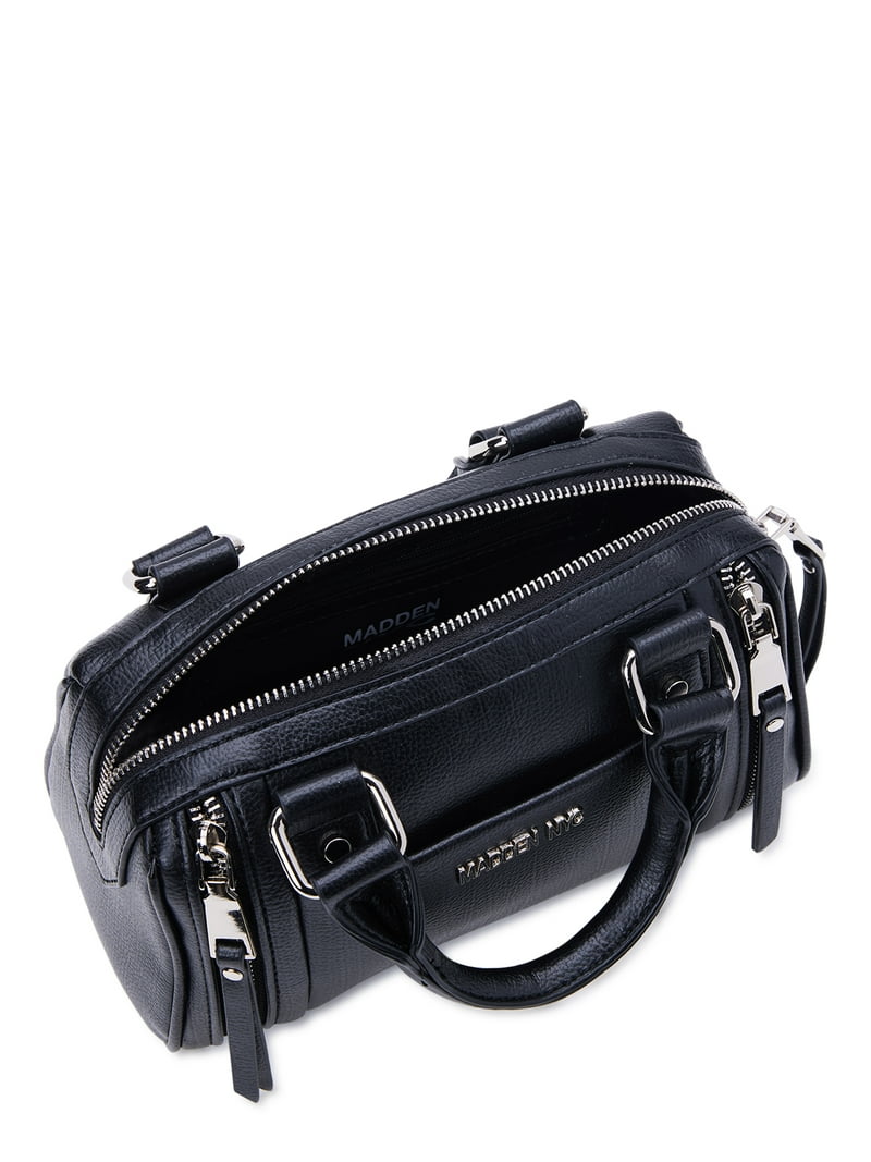 Madden NYC Women's Multi Zipper Barrel Handbag, Black - Walmart.com
