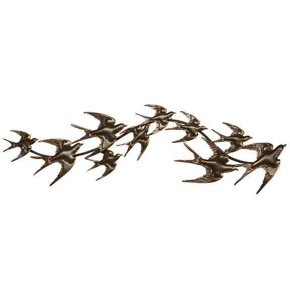 Soaring Sparrow Birds Metal Wall Art Topper in Natural Dark Bronze and Copper Earth Tones