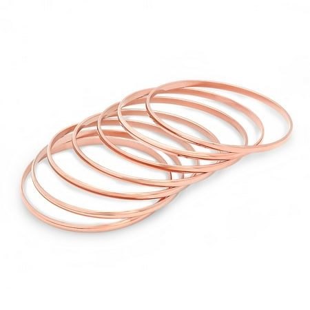 Hmy Jewerly 18k Rose Gold Plated Set Of 7 Bangles