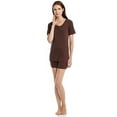 thumbnail image 2 of Leveret Womens Two Piece Short Cotton Pajamas Brown XL, 2 of 2