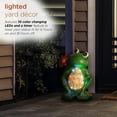 thumbnail image 6 of Alpine Corporation 12" x 9" x 18" Polyresin Lighted Welcome Frog Garden Statue, Green/Pink, 6 of 13