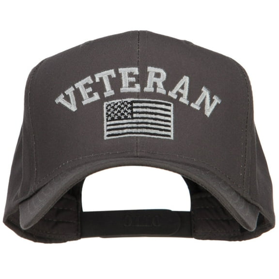 Veteran Silver Flag Embroidered Twill Cap - Charcoal OSFM