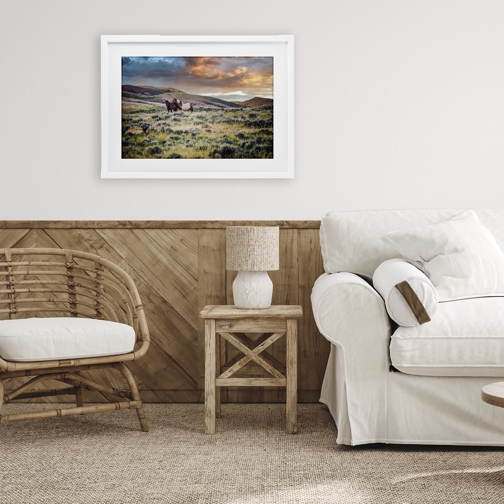 Stupell Industries Stay Close Horses White Framed Print Under Glass, design by Tim West