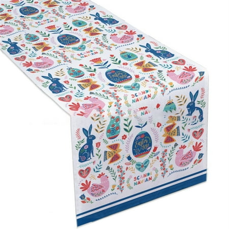 

Hot Deal Easter Table Flag Festive Atmosphere Decorative Tablecloth Painting Dazzling Series Of Tablecloths Decorative Table Banner