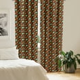 thumbnail image 2 of Ambesonne Autumn Curtains, Warm Tones Fall Season Art, Pair of 28"x84", Chocolate and Turquoise, 2 of 5