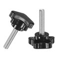 thumbnail image 1 of Uxcell 2-Pack Perillas de sujeción en estrella, tornillo de apriete manual de rosca macho M8x35mm, reemplazo de mango de máquina [Acero inoxidable, negro], 1 of 1