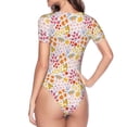 thumbnail image 4 of Gaeub Colorful Floral Women'S Short Sleeve One Piece Swimsuit Sexy High-Waisted Bodysuit For Swimming, Beach, Sports - Xx-Large, 4 of 9
