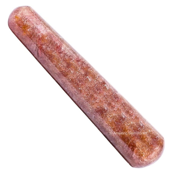 Strawberry Quartz Crystal Wand Massage Stick (Smooth)