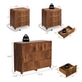 thumbnail image 5 of Fluted 6-Drawer Dresser & 2 Charging Nightstands Sets - Oversized 3-Piece Furniture Set with USB/Type-C Ports, Modern Furniture Sets for Bedroom, Walnut, 5 of 9