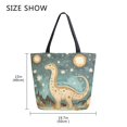 thumbnail image 5 of FORMRS Womens Canvas Tote Bag with Zipper Inner Pocket Shoulder Handbag, Dinosaur with Stars, 5 of 7