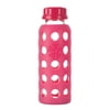 Lifefactory Glass Bottle with Flat Cap and Protective Silicone Sleeve, Raspberry Red, 9 Oz