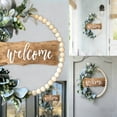 thumbnail image 2 of Green Wreath for Front Door, Wood Bead Wreaths with Artificial Lambs Ears Leaves, Welcome Door Sign Wreath for Home Decor, Spring Summer Leaf for Wedding Decor, 1 Pcs, 13.93x13.77", 2 of 6