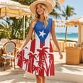 thumbnail image 3 of Garronmavis Puerto Rico Flag Matching Couple Outfits Short Sleeve Shirt for Men Size 4XL and Womens Casual Dress Patchwork Ruffles Sleeveless Sundresses, 3 of 7