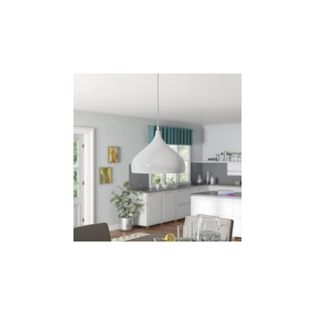 Modern Pendant Light - 1-Light White Hanging Lamp for Kitchen Island Dining Room