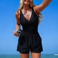 thumbnail image 6 of GEWSEY Womens Romper Swimsuits Summer Beach One Piece Swimwear Sexy Deep V Tummy Control Bathing Suits Fit Romper (Black, XL), 6 of 6