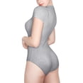 thumbnail image 2 of Littleforbig Women's Cotton Scoop Neck Short Sleeve Bodysuit - Collared Grey L, 2 of 7