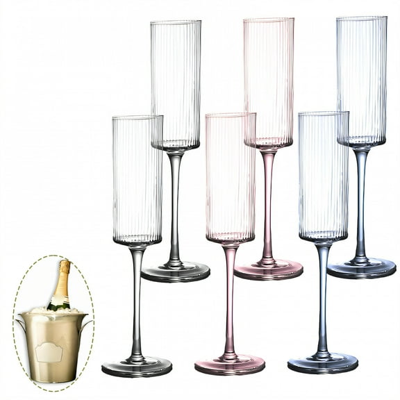 ACDANC 6Pcs Champagne Flutes Plastic 5.5 oz Sleek Touch Party Cups Plastic Tumblers for Parties Wedding Decoration Friend Gathering Mix1