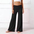 thumbnail image 6 of YOUYEDIAN Yoga Pants Girls Fold Over Low Waist Wide Leg Sweatpants Flare Leggings Bell Bottoms Y2K Foldover Pants (Black, 13-14 Years), 6 of 6