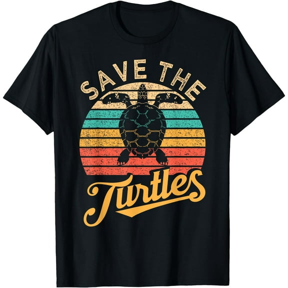 Save The Turtles Animal Rights Sea Turtle Retro Style Gift Unisex T-Shirt for Men Women Kids Toddler