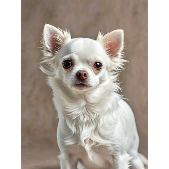 White Chihuahua Diamond Art 5D Diamond Painting DIY Kits Full Round Drill Crystal by Number Mosaic Handmade Arts and Crafts for Home Wall Living Room Bedroom Decor 12x16 inch / 30x40cm