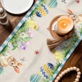 thumbnail image 3 of Easter Table Runner - 72 Inch Long Spring Gnomes Bunny Butterfly Duck Floral Plaid Cotton and Linen Blended Dress Scarves Farmhouse Table Runner for Kitchen Dining, Coffee Table, 13" x 72", 3 of 8
