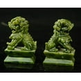 thumbnail image 5 of Rare Pair of 100% Chinese Natural Green Jade Hand  Statues fo Dogs and Lions, 5 of 13
