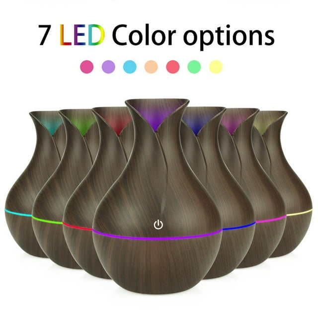 Electric Humidifier Aroma Oil Diffuser Ultrasonic Wood Grain Air Humidifier USB Mini Mist Maker LED Light for Home Office