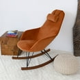 thumbnail image 7 of Jayce Mid Century Modern Indoor Nursery Velvet Rocking Chairs in Orange, 7 of 7