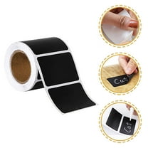 ROSENICE 1 Roll 300Pcs Name Tag Stickers Self-Adhesive Labels for General Users Black PVC Waterproof 2.16X1.38X0.02Inch