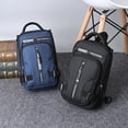 thumbnail image 4 of USB rechargeable shoulder bag chest bag multi-purpose shoulder small backpack - blue, 4 of 6