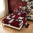 thumbnail image 2 of Manfei Farmhouse Bear Queen Sheets, Winter Pine Tree Queen Sheet Sets, Dark Brown Red, 4-Piece, 1 Flat Sheet, 1 Fitted Sheet and 2 Pillowcases, 2 of 6
