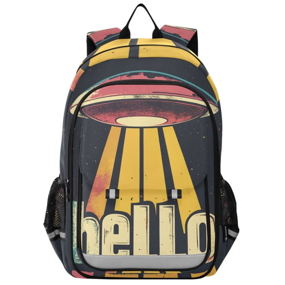 FORMRS Unisex School Backpack 17" Student Travel Bag with Laptop Compartment, Red UFO