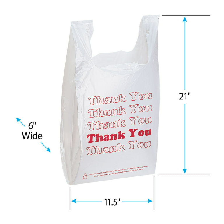 SSWBasics Large White Plastic T-Shirt Bags (Case of 500) - 18 x 8 x 30”