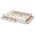 thumbnail image 4 of Queen Size Platform Bed with 6 Storage Drawers, Rustic Style Wooden Bed Frame with Sturdy Slat Support, Without Headboard Design, No Box Spring Needed, Antique White, 4 of 9