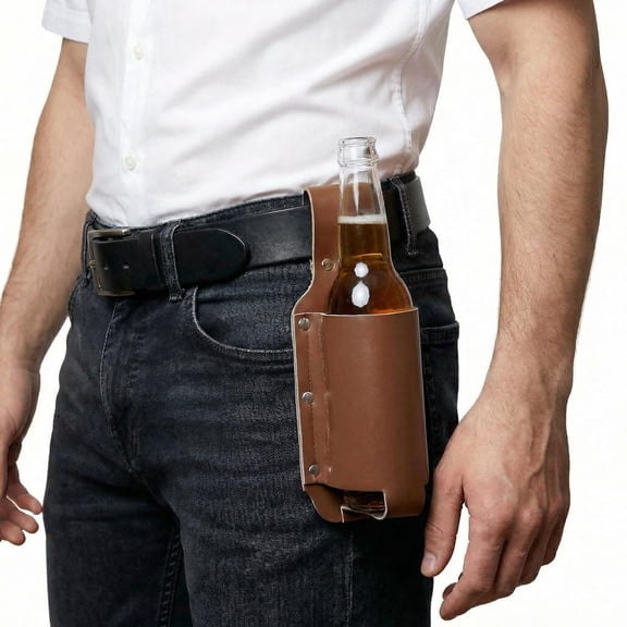Leatherlike Beverage Holder Adult Costume Accessory | Belt Loop