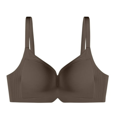 UTSJKR Women s Wireless T Shirt Bra Seamless Comfort Full Coverage Push Up Bras for Everyday Wear Breathable Soft Underwire Bras Coffee S
