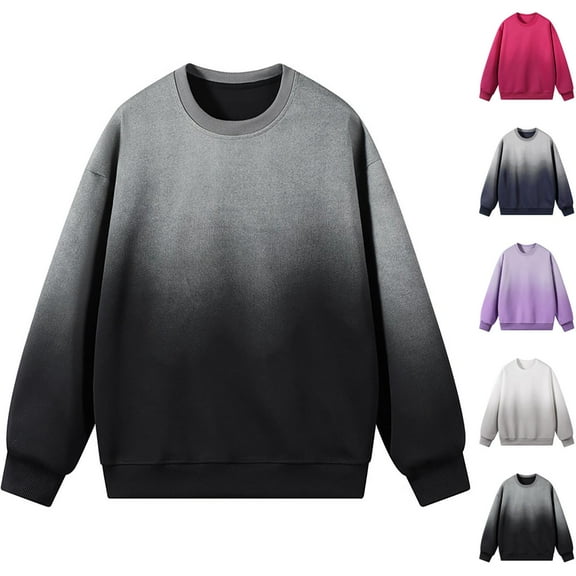 Fashionable Round Neck Sweatshirts for Men Black Pullover Casual Long Sleeve Plus Size M Up to 65% off!