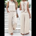 thumbnail image 4 of Conjuntos de 2 Piezas para Mujer, Chaleco, Cuello Redondo, Sin Mangas, Conjuntos Casuales, Pantalones de Pierna , Trajes. Albaricoque S, 4 of 10