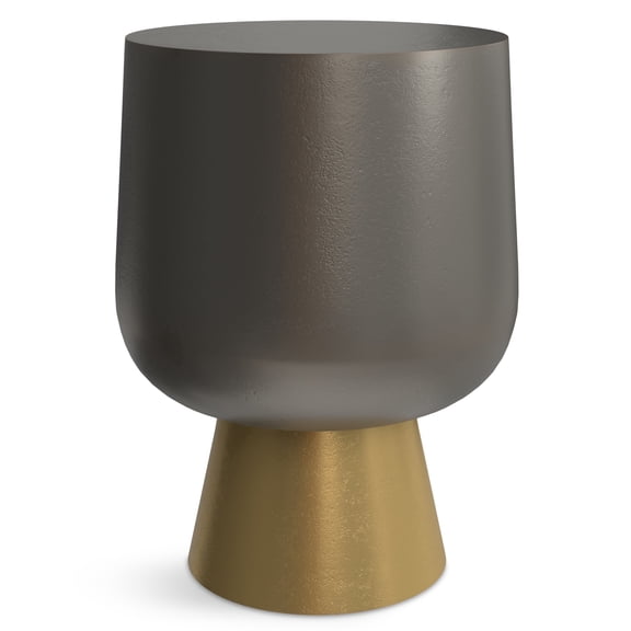 Simpli Home Anthony Contemporary 14 inch Wide Cast Aluminum Side Table in Antique Bronze/Antique Brass, Fully Assembled