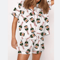 thumbnail image 4 of Pyjama pour Femmes Ensemble Manches Courtes Bouton Pyjama Costume Décontracté T-Shirt Pyjama Costume-SinKeeU, 4 of 4