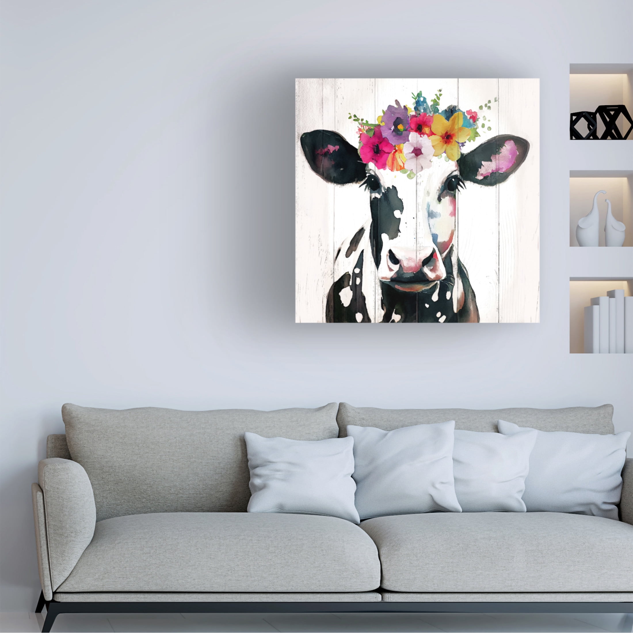 Canvas Wall Art - Sasha 'Holsteina II' Wall Art for Living Room, Bedroom, or Office Décor by Trademark Fine Art - 14 x 14 Inches