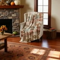 thumbnail image 3 of Serafina Home Fall Home Decor Throw Blanket Thanksgiving Soft Fall Blanket Polyester Fiber Cozy Fuzzy Autumn Throw Blanket for Couch Bed Sofa Thanksgiving Decor, 70" x 50"  (Hello Patch), 3 of 8