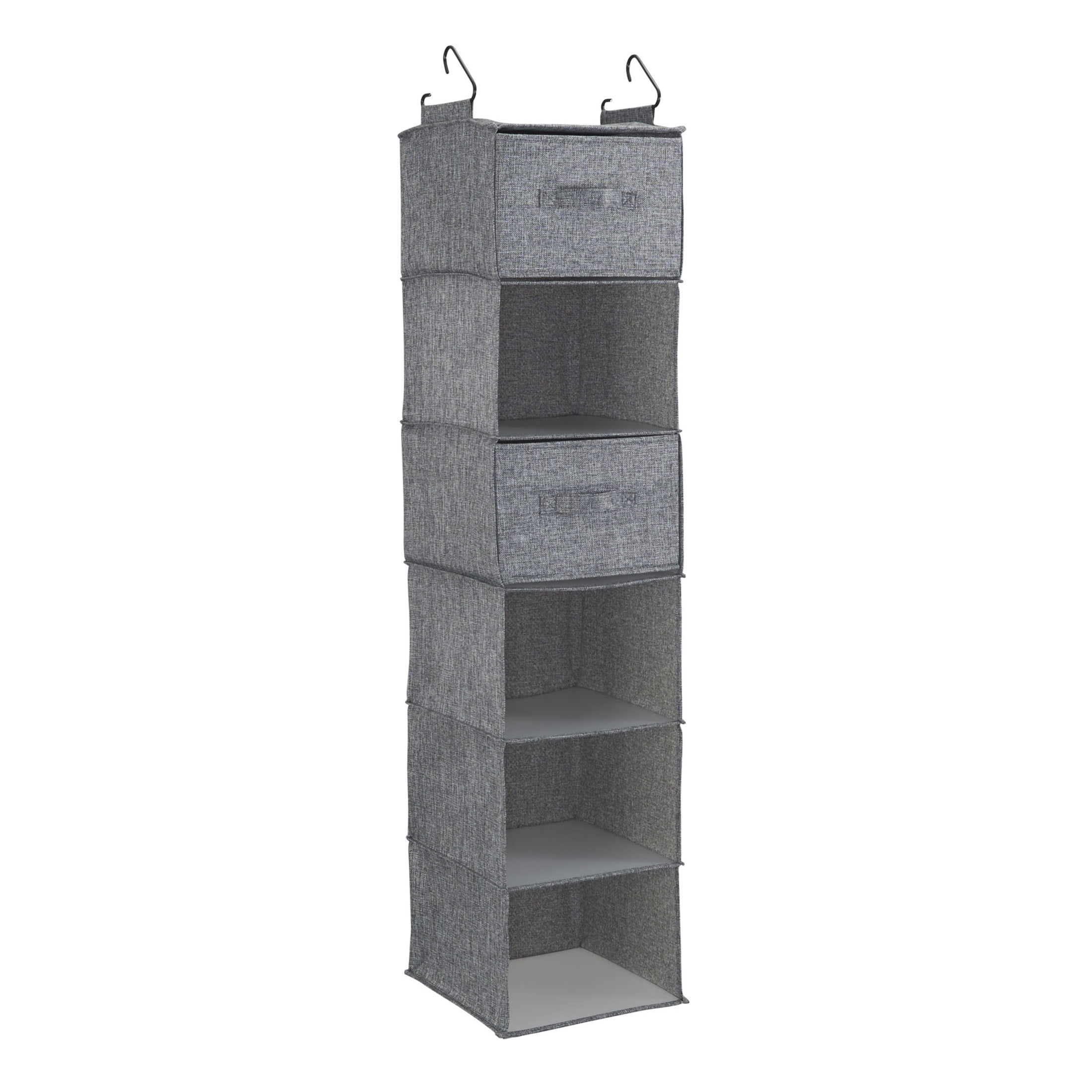 Household Essentials 6 Shelf Hanging Closet Organizer, Hanging Closet Shelf, Fabric Poly Linen and PEVA Shelving