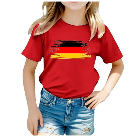 

Toddler Baby Girls Short Sleeve T-Shirt Top Children Flag Of Germany Print Short Sleeve Round Neck T Shirt Floral Fashion Bottoming Shirt Tops 12-13 Years