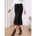 thumbnail image 3 of DARING DIVA Women's Corduroy High Waist Midi Mermaid Skirt with Pockets S Black, 3 of 7
