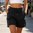 thumbnail image 4 of biudgviw Women's Sweat Shorts Elastic Waist Cargo Shorts Summer Casual Drawstring Shorts with Multi Pockets for Daily Wear, 4 of 7