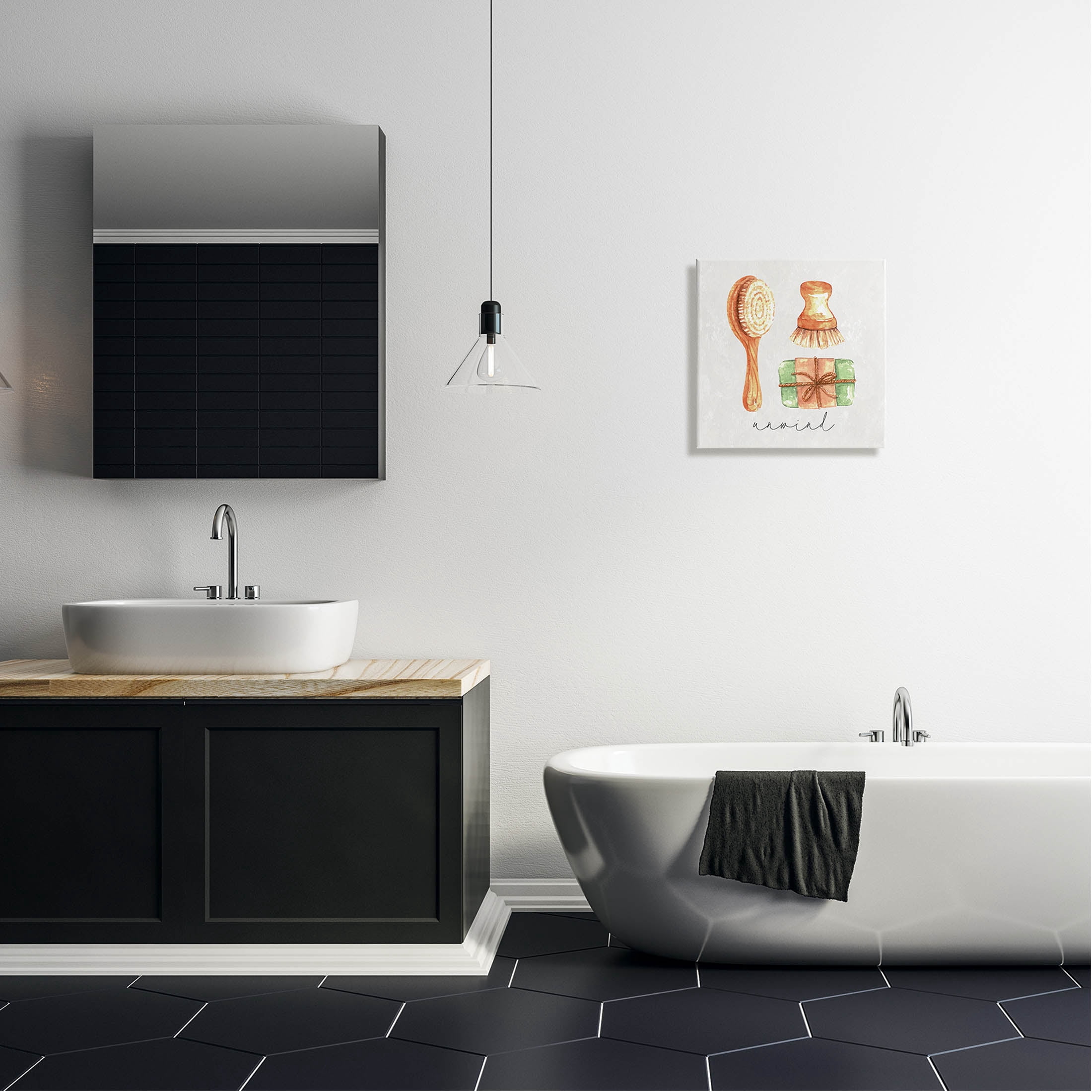 Stupell Industries Unwind Phrase Bath Spa Graphic Art Gallery Wrapped Canvas Print Wall Art, Design by ND Art